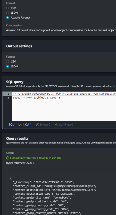 Select JSON Output